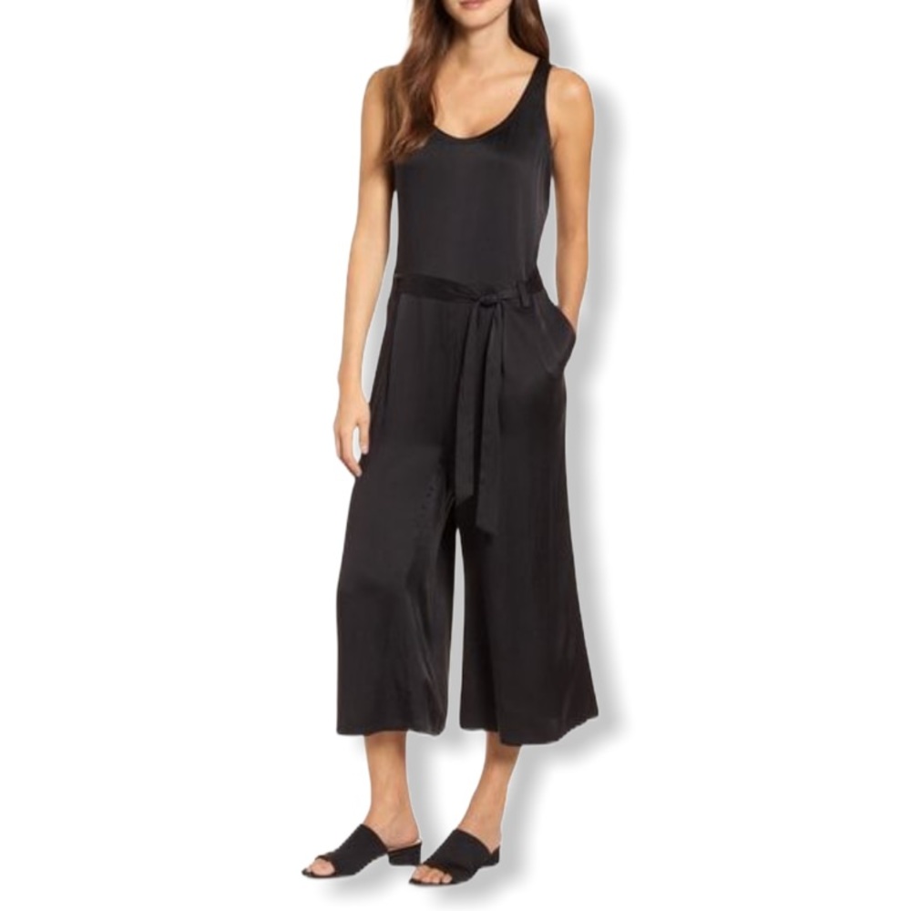 EILEEN FISHER Black Silk Romper/Jumpsuit S…